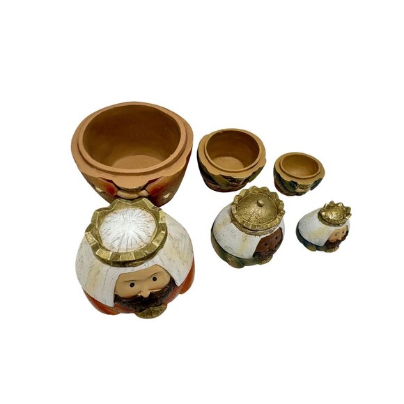 Nativity Scene Nesting Dolls Roman Inc Resin Three 3 Wisemen Vintage - Picture 8 of 10